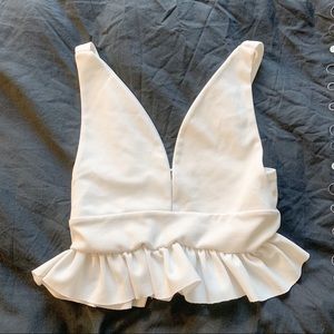 Nastygal White Peplum Crop Top